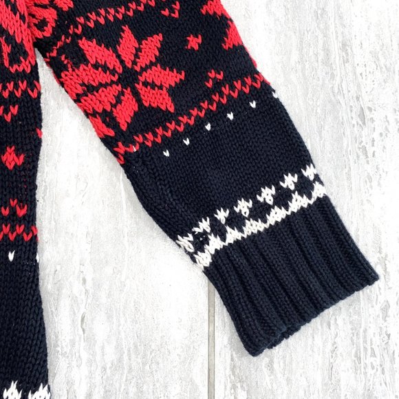 ABBIE MAGS Women's Christmas Knit Sweater Front Zip Tasseled Black/Red Size S/P - Picture 9 of 13